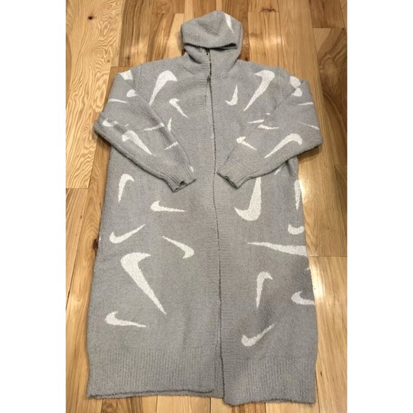 Nike Phoenix Cozy Boucle Long Knit Cardigan Women Grey FD4282-077 Women's Medium - Picture 6 of 9